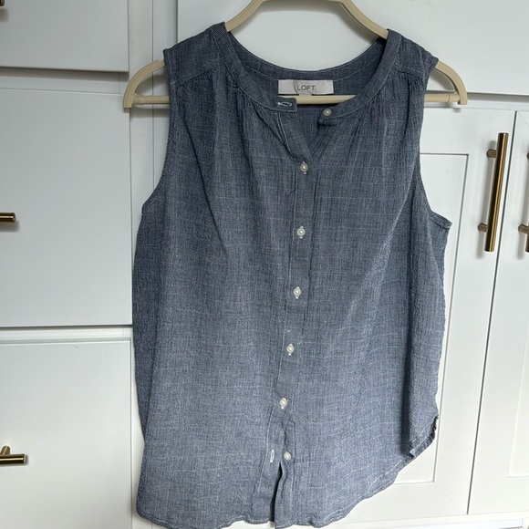 LOFT Tops - Loft Bright Blue Sleeveless Button Down Work Top - Chic & Professional